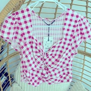 Pink and white crop top